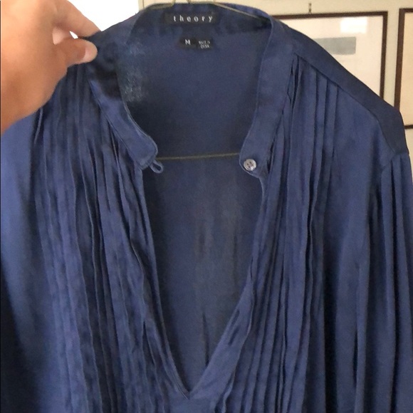 Navy silk Theory blouse - Picture 2 of 3